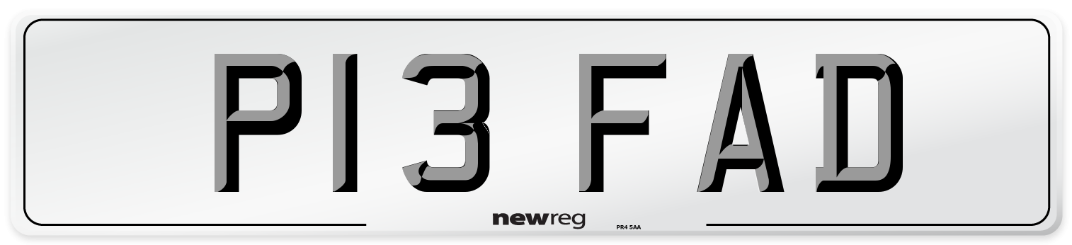 P13 FAD Number Plate from New Reg
